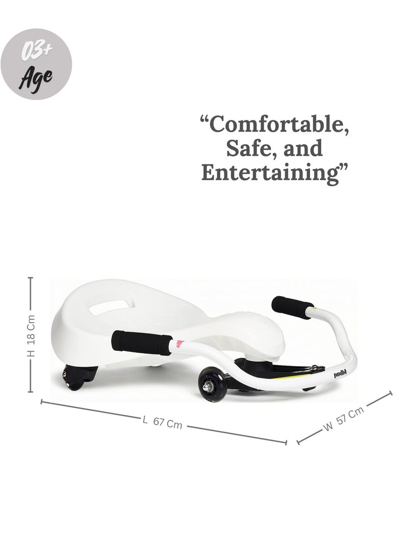 JD Bug Kidz Swayer White - Sit-Down Scooter for Kids – Self-Propelling Ride-On, Adjustable Handlebar, Indoor & Outdoor Fun, (Ages 3–12) - Image 3